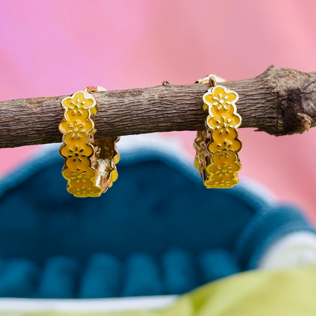 Sunflower Bloom Hoop Earrings